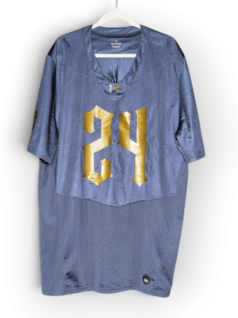 Under Armour Notre Dame Fighting Irish Football Jersey Men 2XL #24 Navy Gold EUC